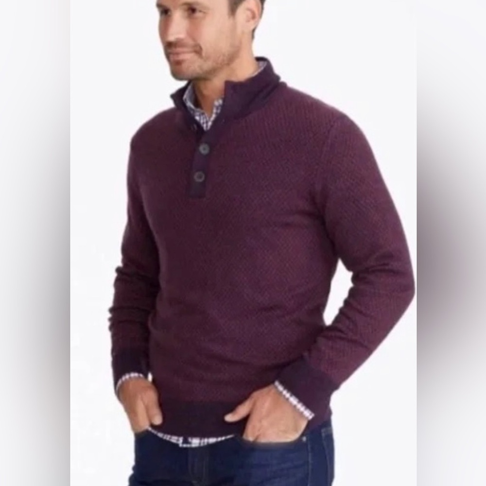 UNTUCKit Men’s 100% Extrafine Merino Wool Henley Sweater Size Large